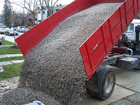 Gravel delivery truck