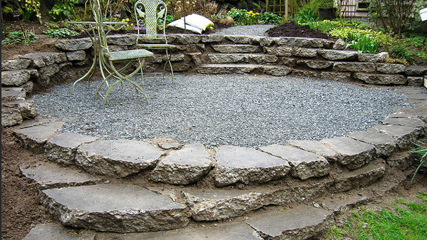 Patio with Crushed concrete