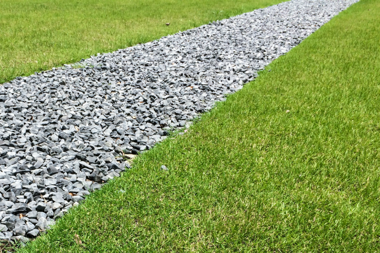 Gravel on top of french drain