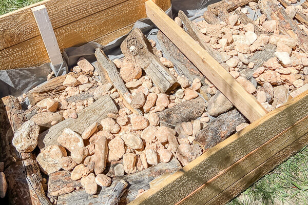 raised bed filled with gravel