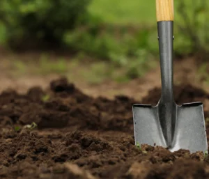 topsoil dirt with shovel