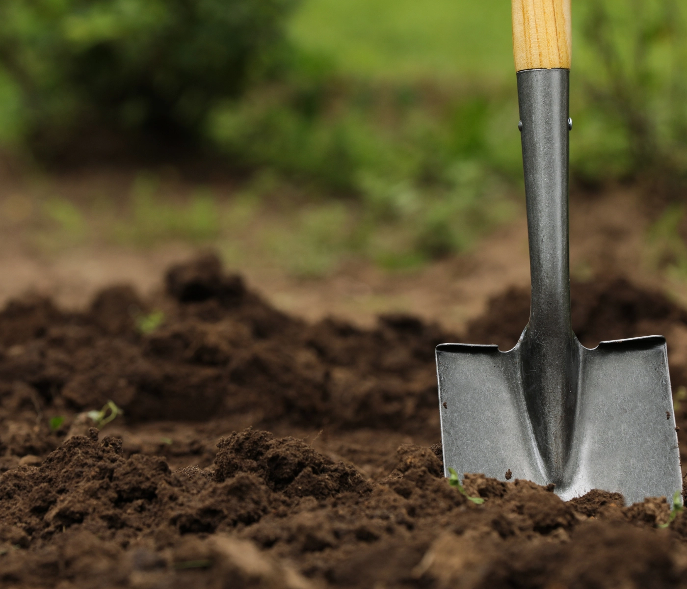 topsoil dirt with shovel