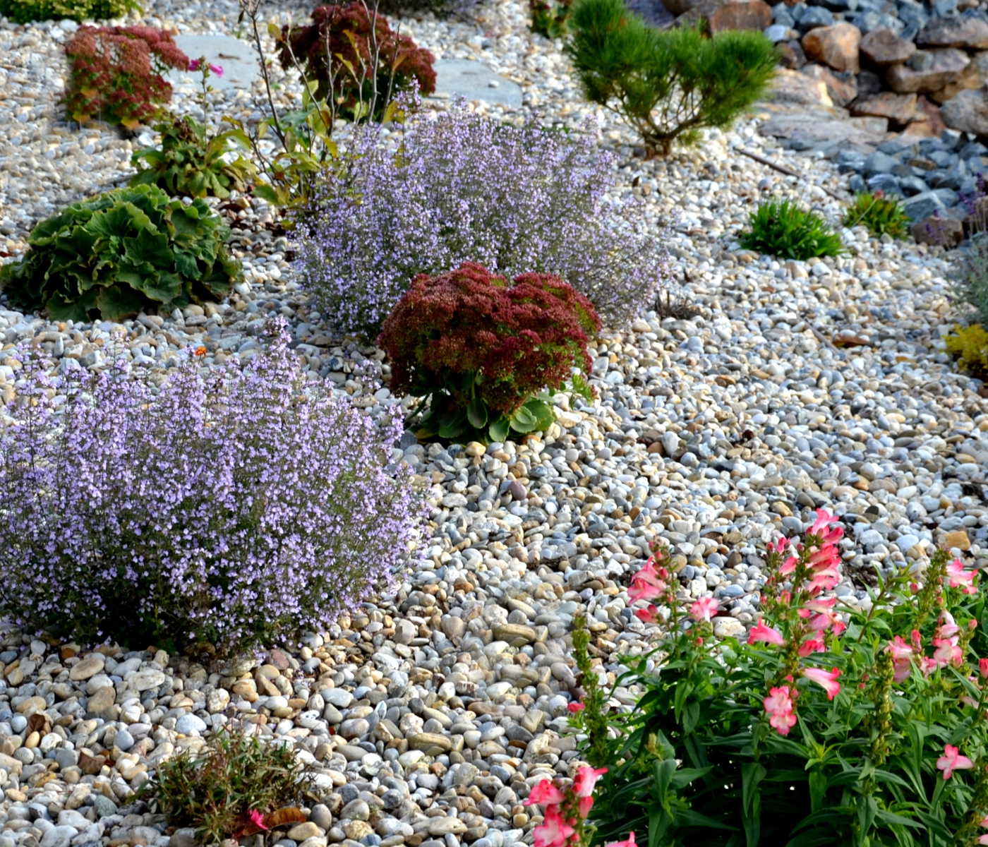 gravel in flower garden bed