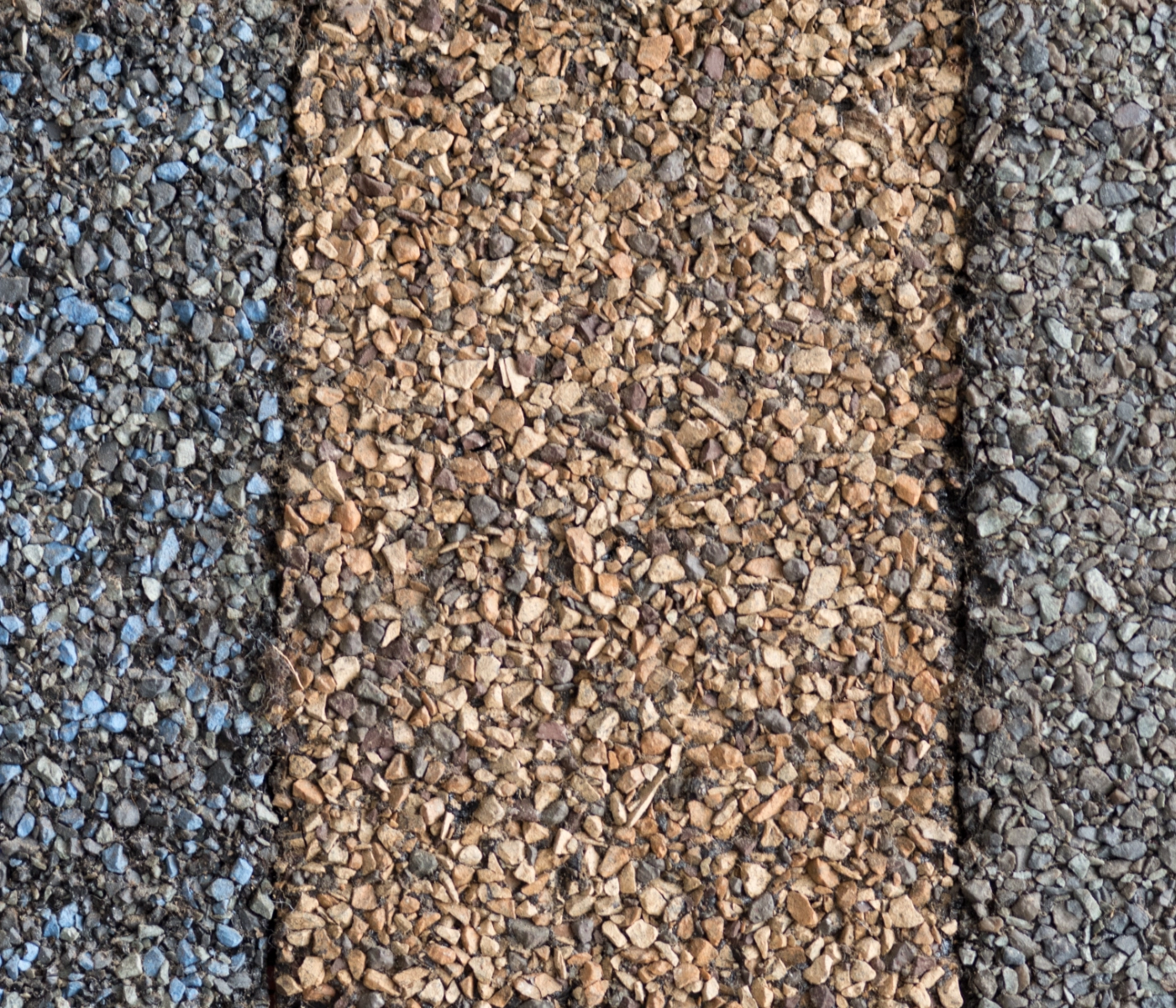 rows of various colored gravel