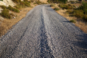Path of crushed stone with recycled dense grade